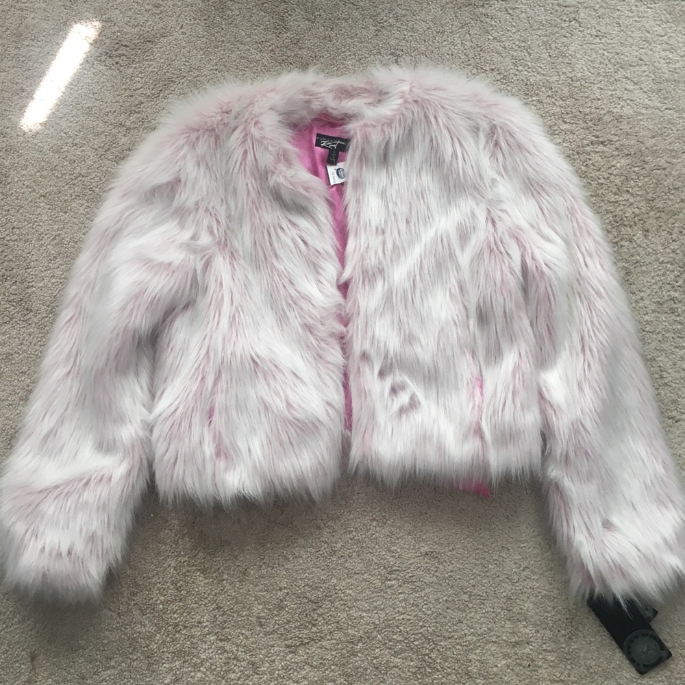 Vintage Black Rivet Faux Fur Jacket